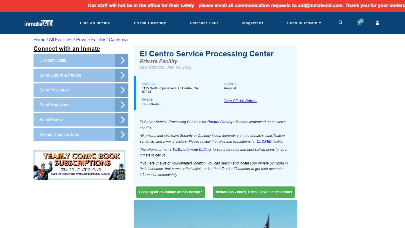 El Centro Service Processing Center - Inmate Search - El ...